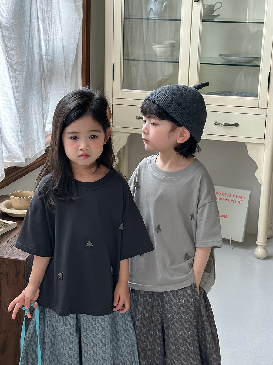 三角の木ワッペン半袖Tシャツ