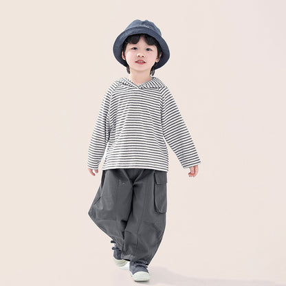 ニュアンスグレーボーダーパーカー