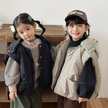 脱着フードつき中棉ベスト