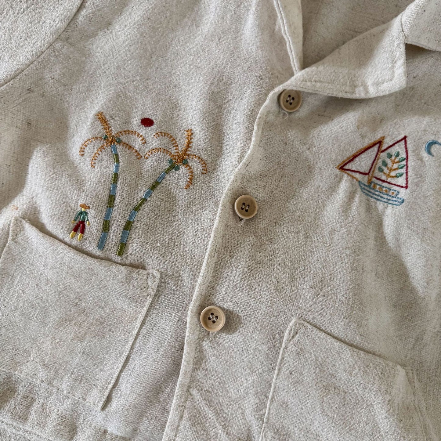 刺繍麻素材シャツセット＆ワンピース