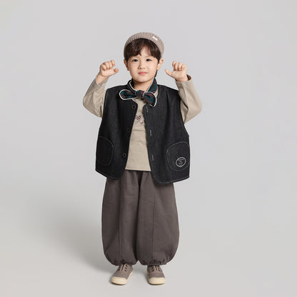 ラウンドポケットデニムベスト