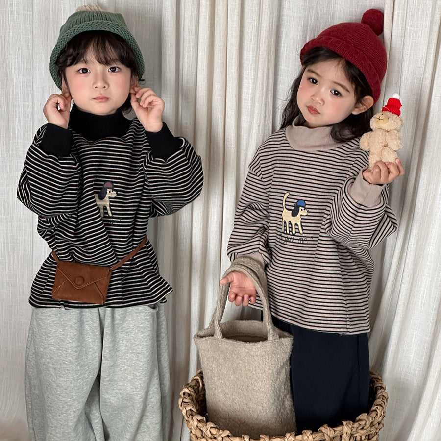 裏ボアボーダーハイネックスウェット