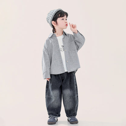 立体糸ストライプシャツ