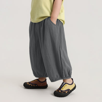 シボ感薄手八分丈パンツ