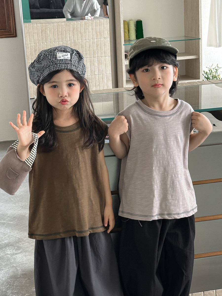 ステッチ純綿タンクトップ