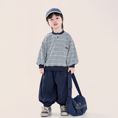 ヘンリーネックボーダースウェット