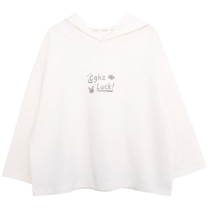 フード付き綿100%長袖Tシャツ