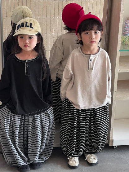 ヘンリーネック天竺棉Tシャツ