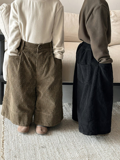 穴あき模様裏ボアコーデュロイパンツ