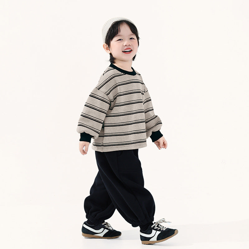 ワイドボーダー裏ボアスウェット