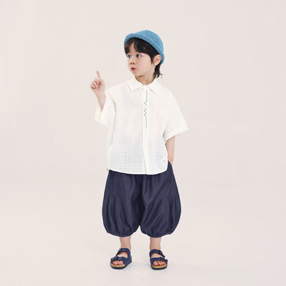 前立て刺繍半袖シャツ