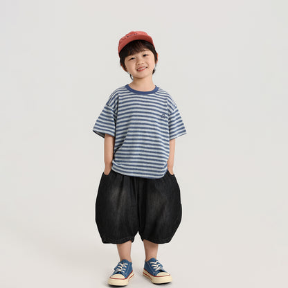 胸元刺繍ボーダーTシャツ