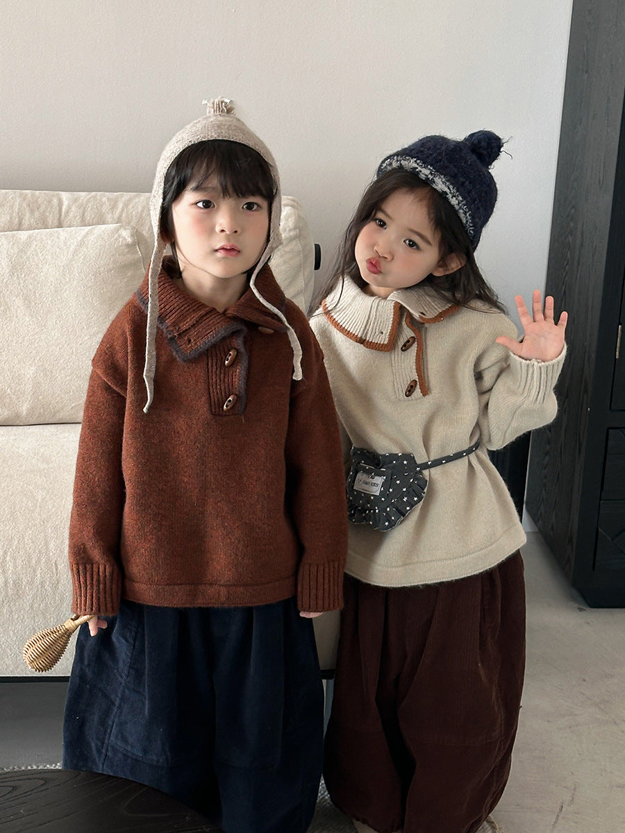 Diagonal front opening polo knit