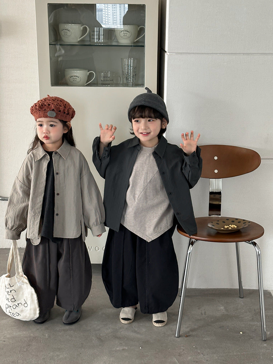 デザイン性ある無地シャツアウター