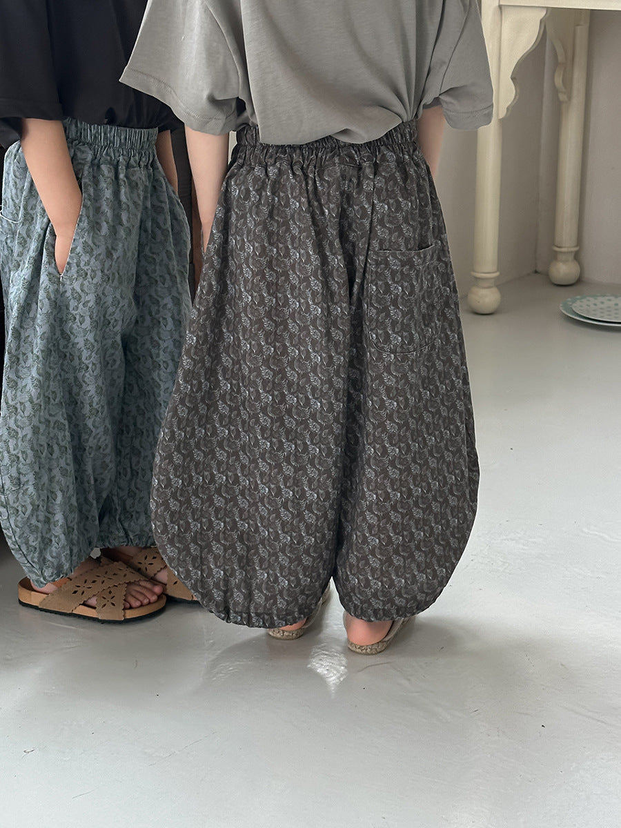 全面プリントコットンロングパンツ