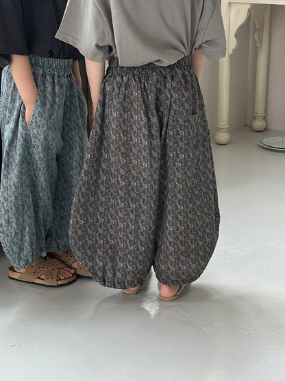 全面プリントコットンロングパンツ