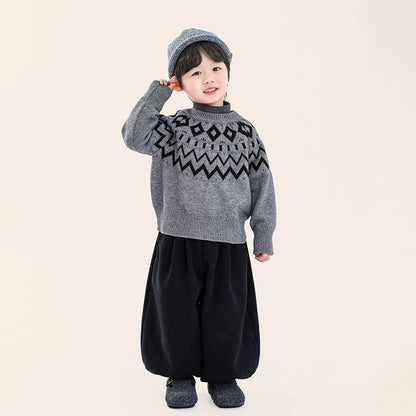 ノルディック柄厚手ニット