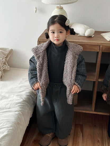 ボアフリースチェック柄コート