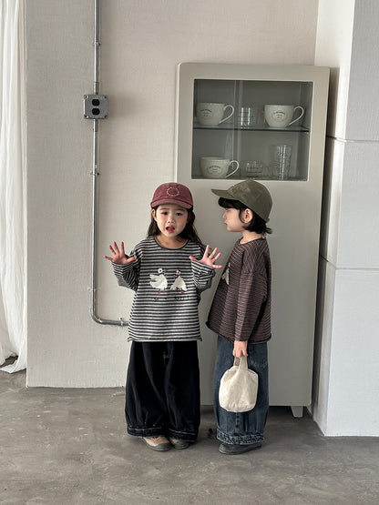 ガチョウプリントボーダーTシャツ