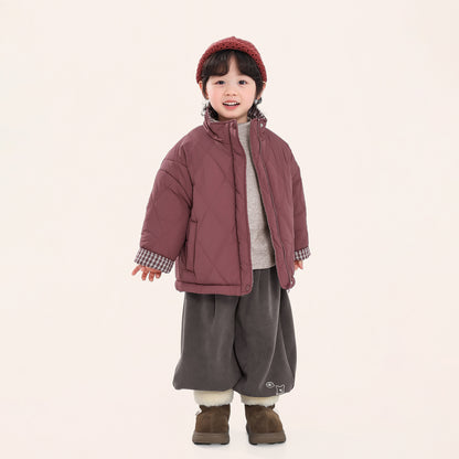 二重キルティング中綿コート