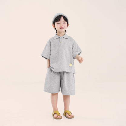 カラーボタンポロシャツ＆ショートパンツ2点セット