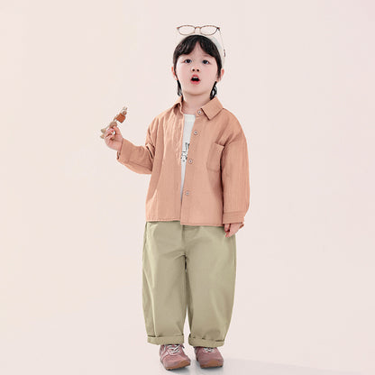 クレープ風素材薄手シャツ