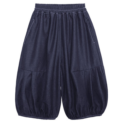 デニム風バルーン七分丈パンツ