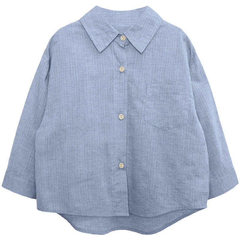 立体糸ストライプシャツ