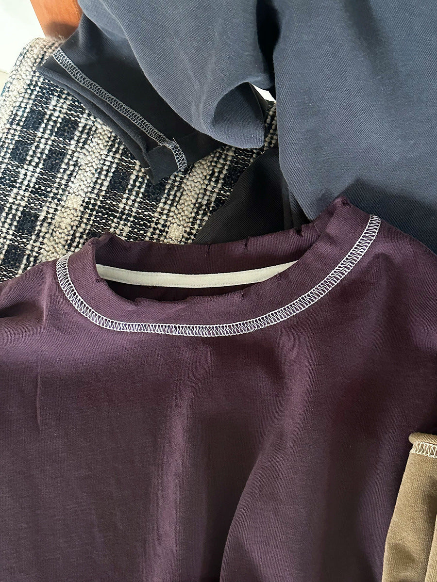 ダメージ加工ステッチデザインロングT