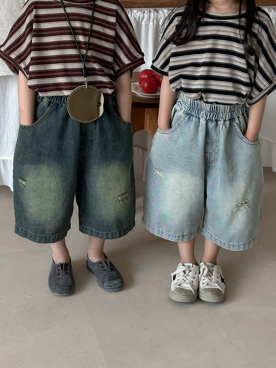 ワイド七分丈デニムパンツ
