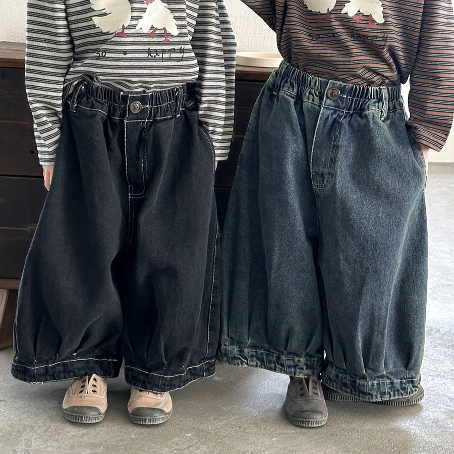 ヴィンテージ感ワイドデニムパンツ