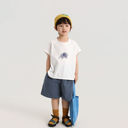 ゾウさんプリント純綿Tシャツ