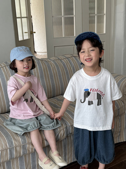 ゾウさんイラストTシャツ