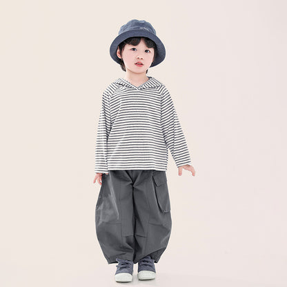 ニュアンスグレーボーダーパーカー