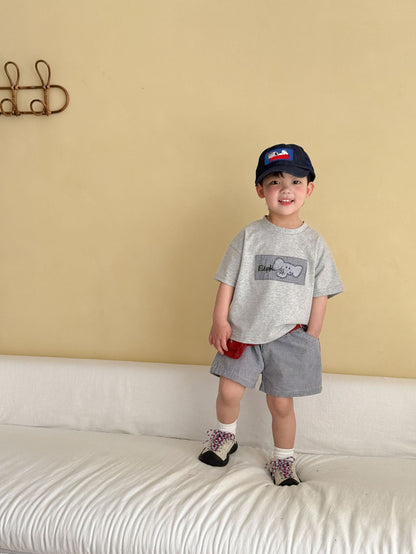 細チェック半袖Tシャツ＆ショートパンツセット