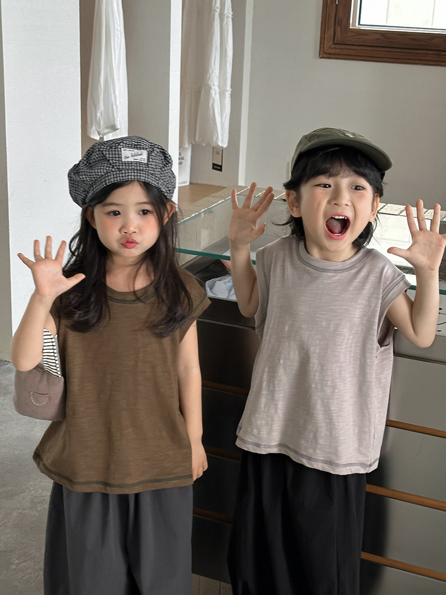 ステッチ純綿タンクトップ
