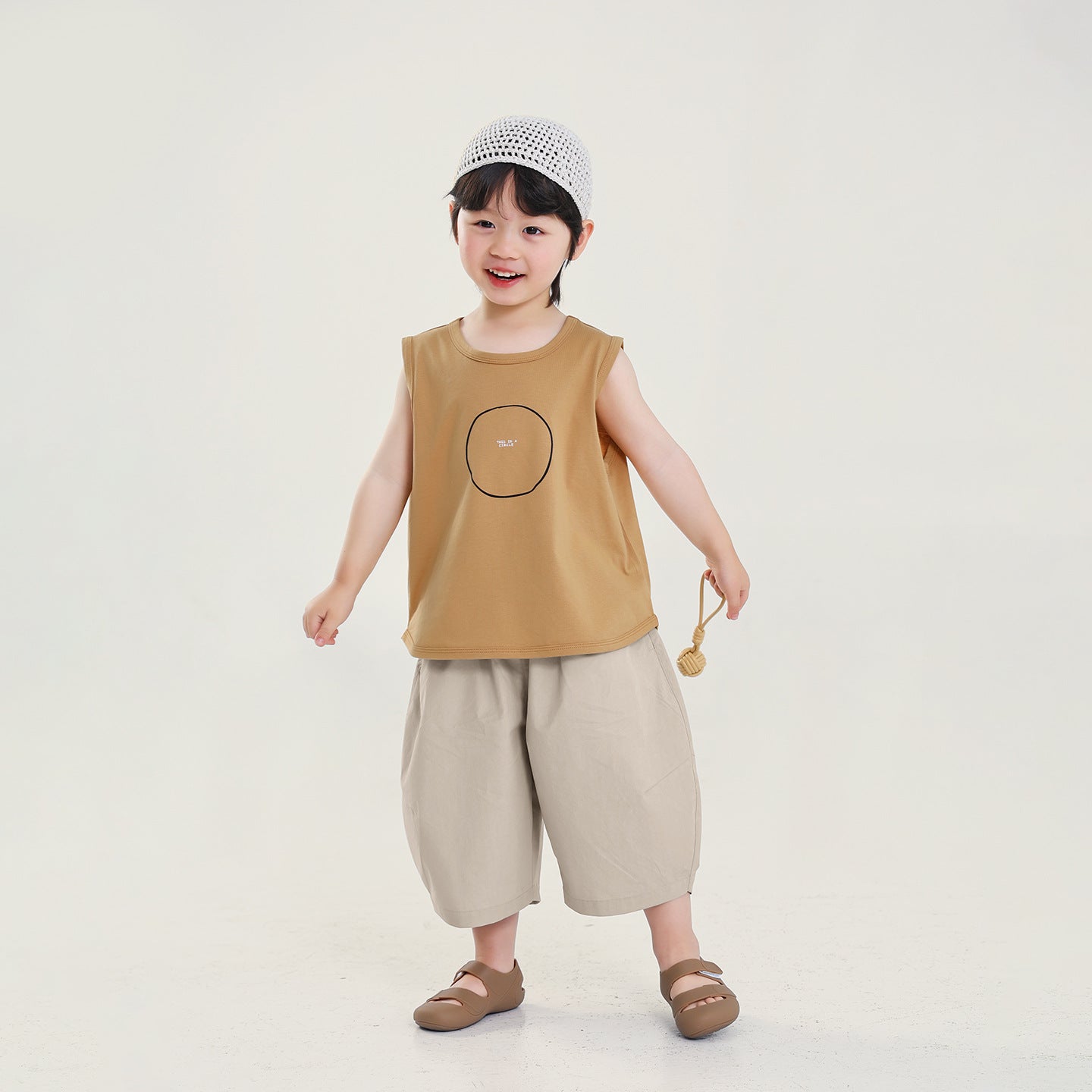 サークルプリントコットンタンクトップ
