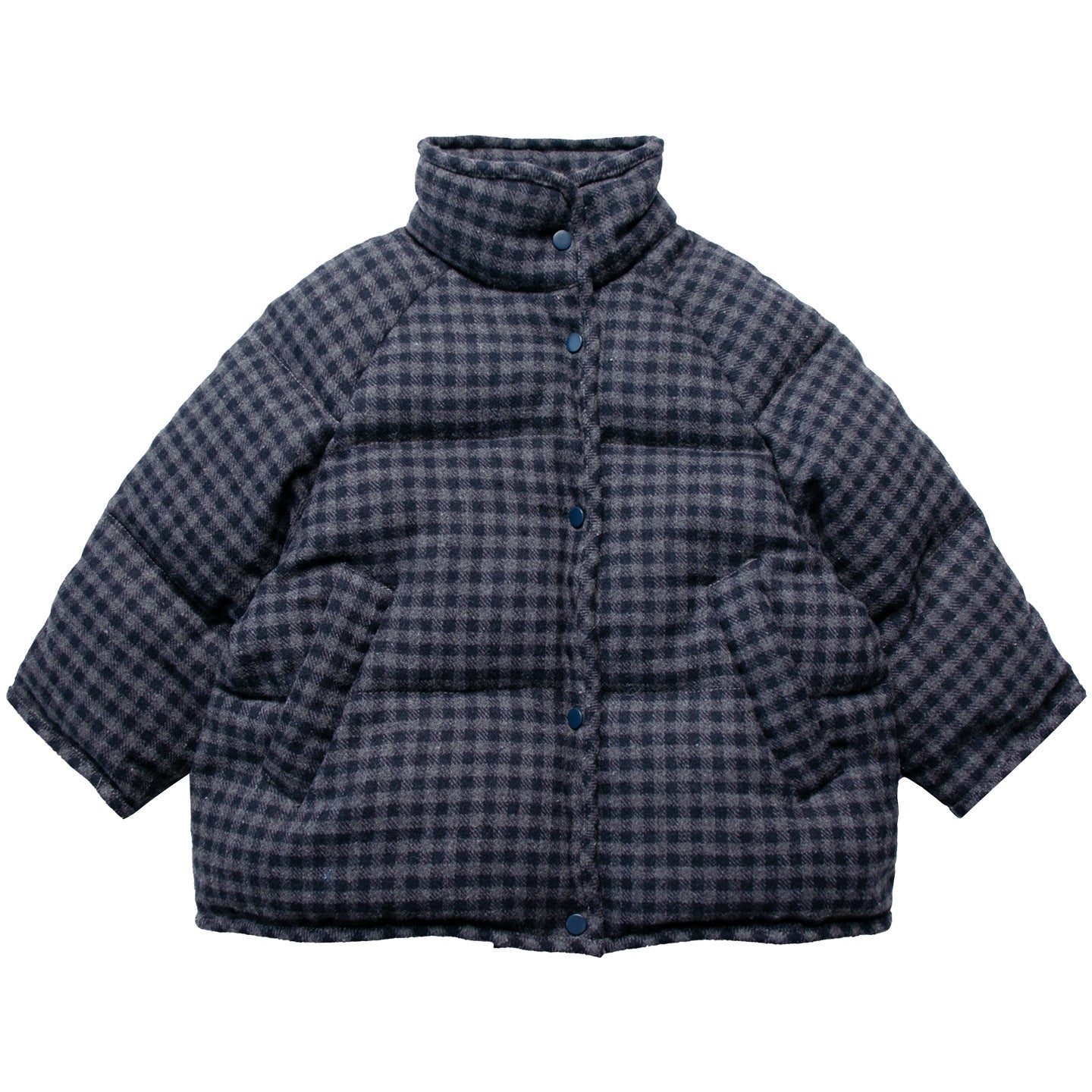 チェック柄中綿ハイネックジャケット