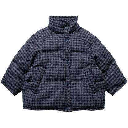 チェック柄中綿ハイネックジャケット