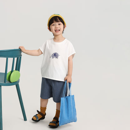 ゾウさんプリント純綿Tシャツ