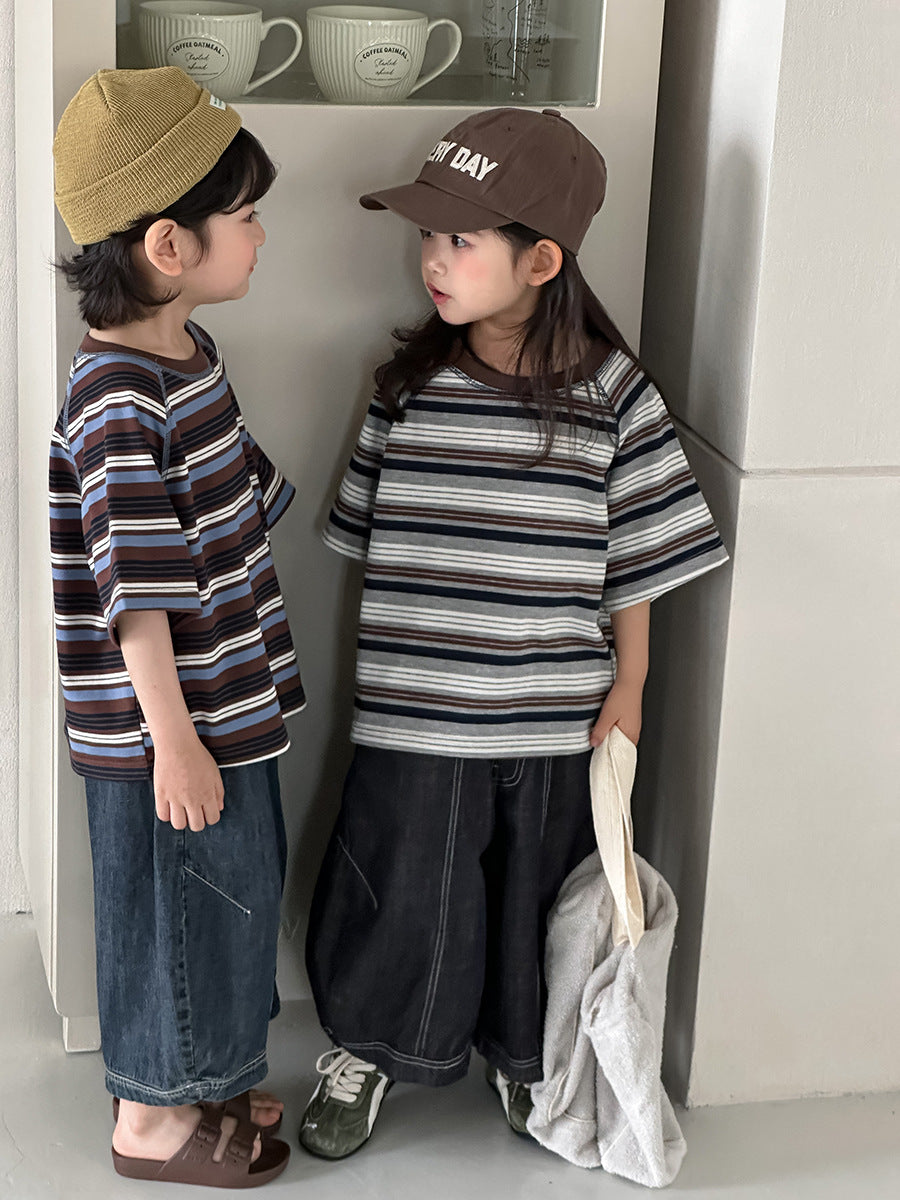 ボーダー柄ステッチTシャツ