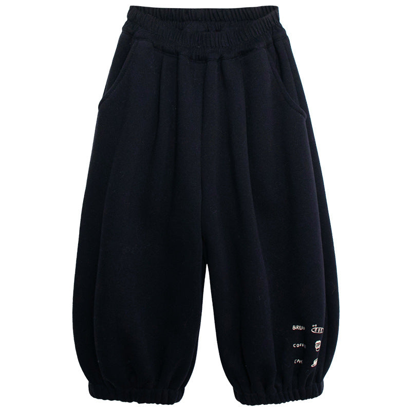 裾プリント裏ボアパンツ