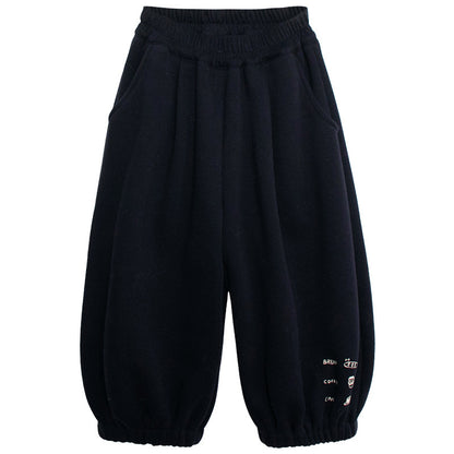 裾プリント裏ボアパンツ