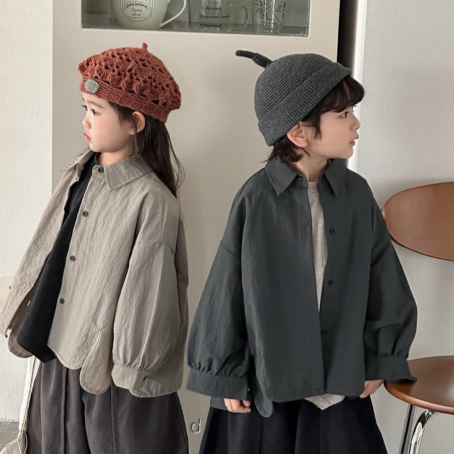 デザイン性ある無地シャツアウター