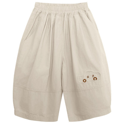 車ワッペンコットン七分丈パンツ