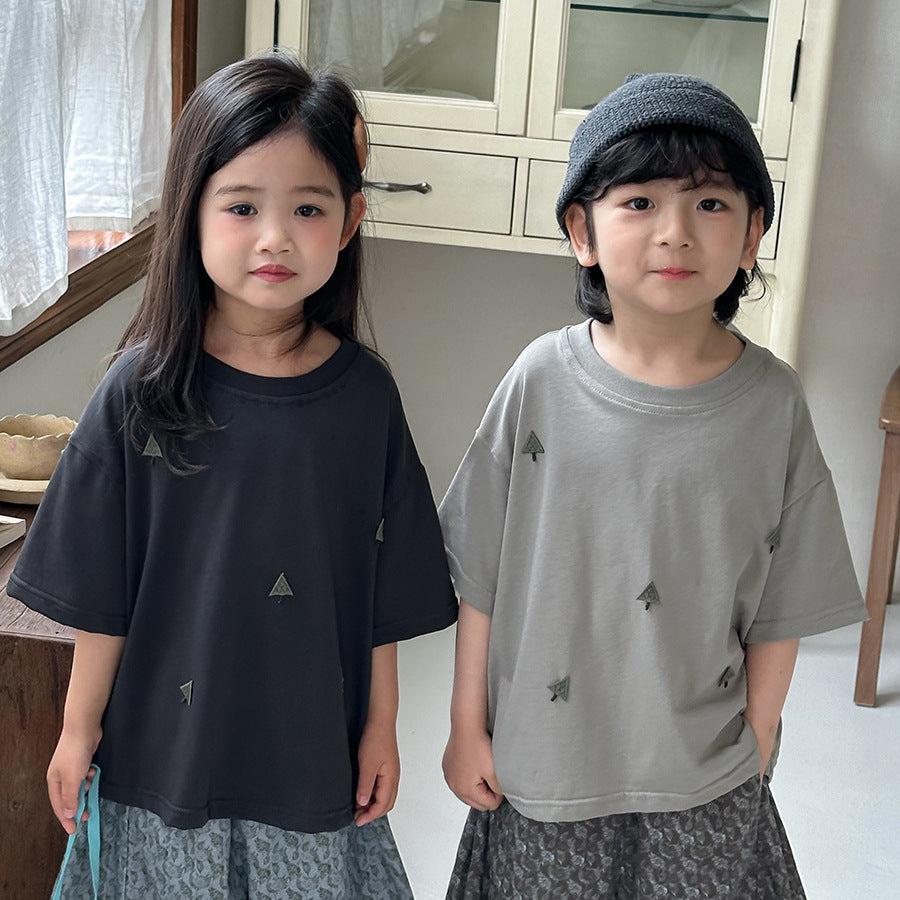 三角の木ワッペン半袖Tシャツ