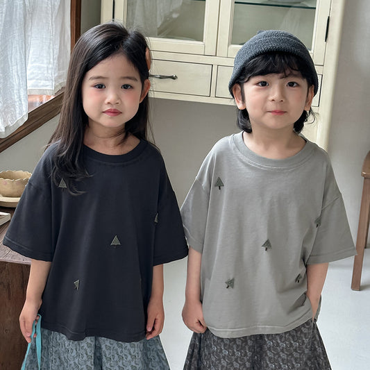 三角の木ワッペン半袖Tシャツ