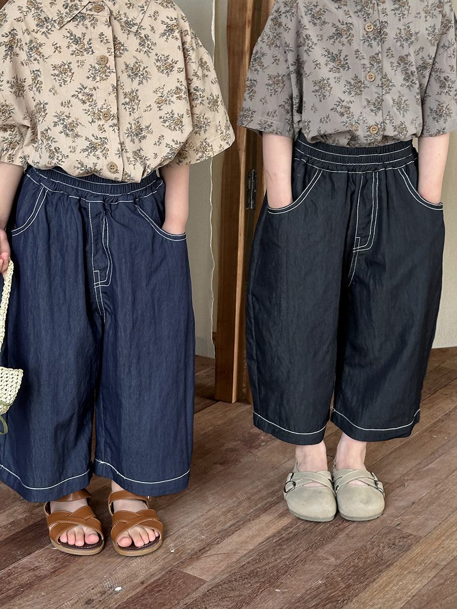 薄手ワイドデニムパンツ
