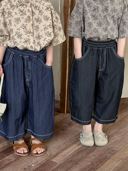薄手ワイドデニムパンツ