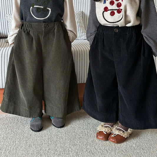 コーデュロイワイドロングパンツ